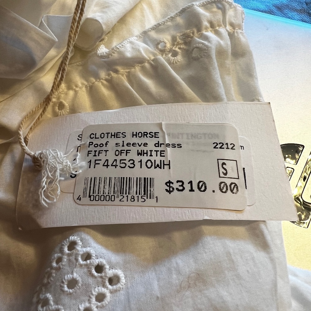 White eyelet off shoulder dress